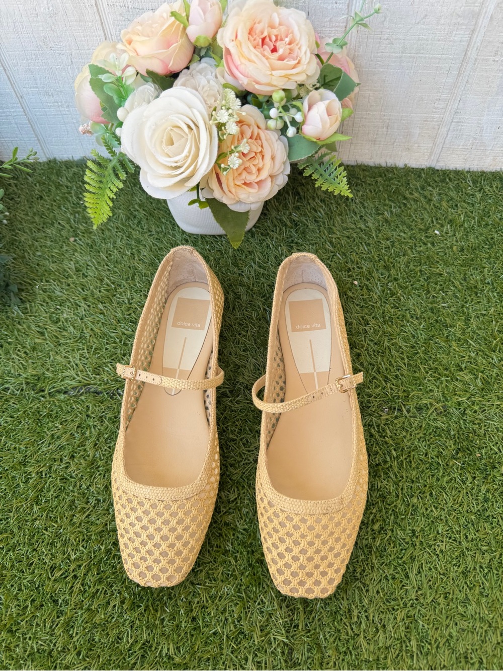 DOLCE VITA Reyes Woven Mary Jane Flats in Tan Light Natural woven raffia Sz 7 - Picture 5 of 16
